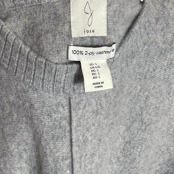 JOIE Women’s 100% 2-ply cashmere gray popover crewneck sweater large - Picture 3 of 4